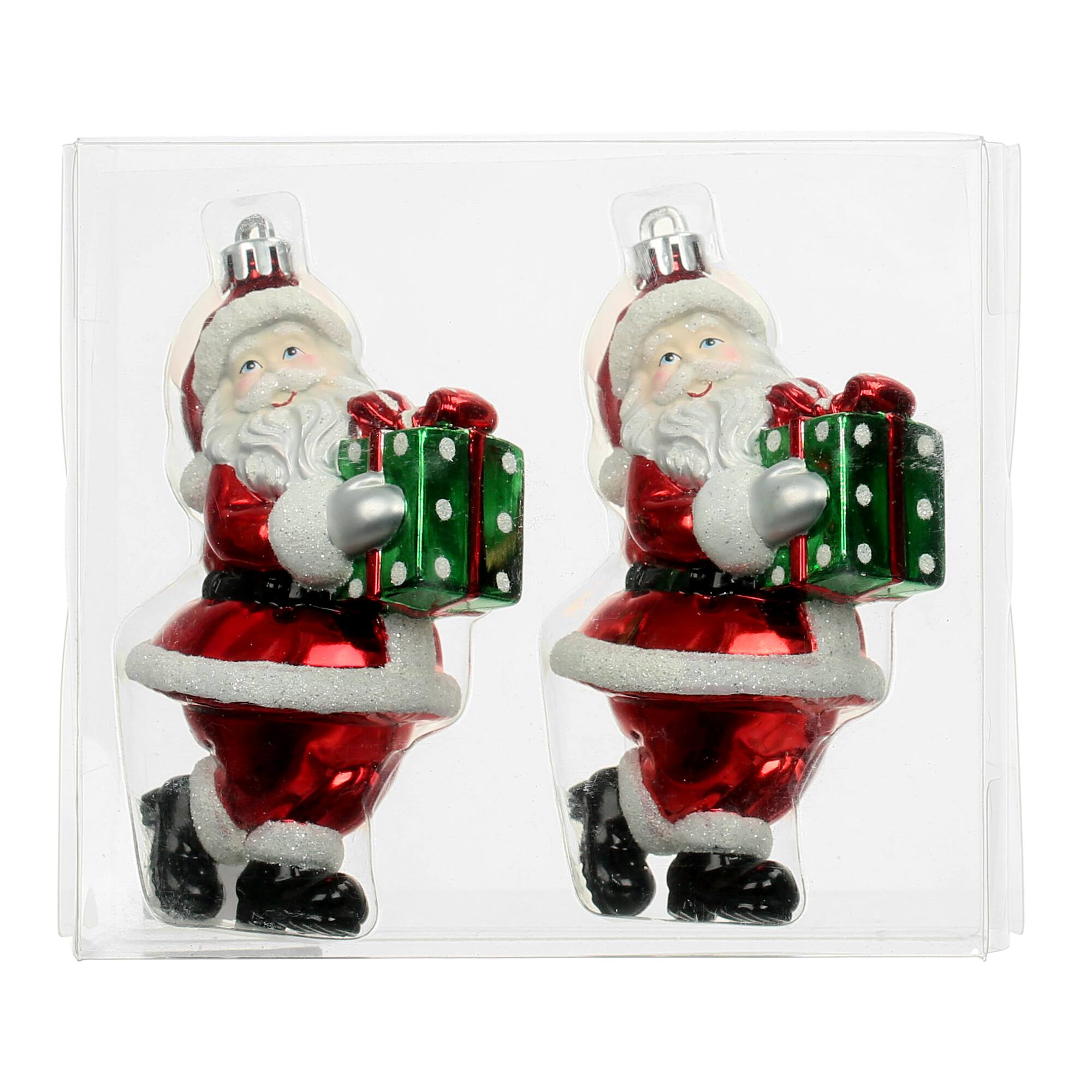 2 Pack 3" Classic Santa with Gift Shatterproof Ornaments by Ashland®